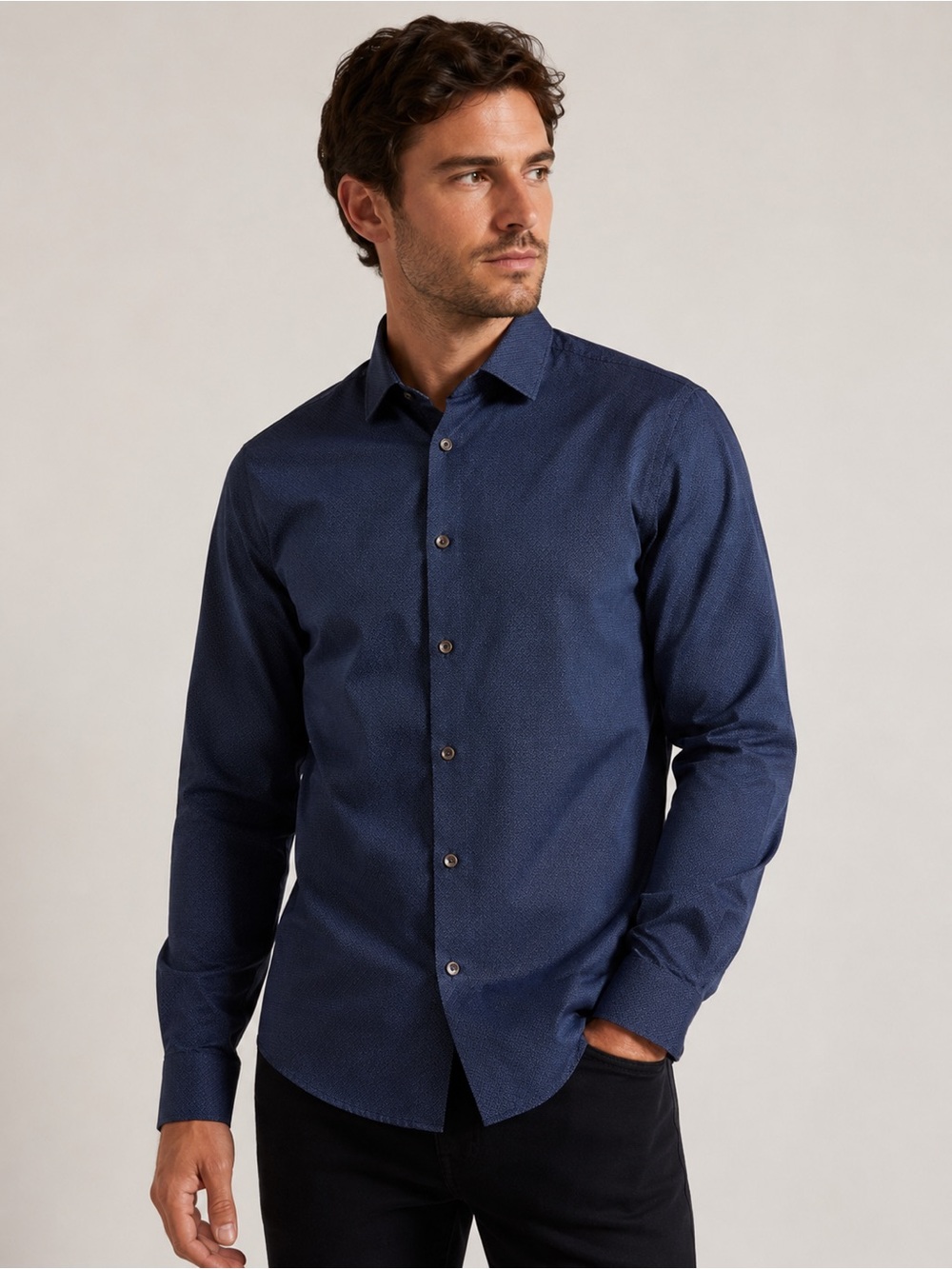 Ted Baker Geometric Print Button-Up Shirt | Size 2 (Small)